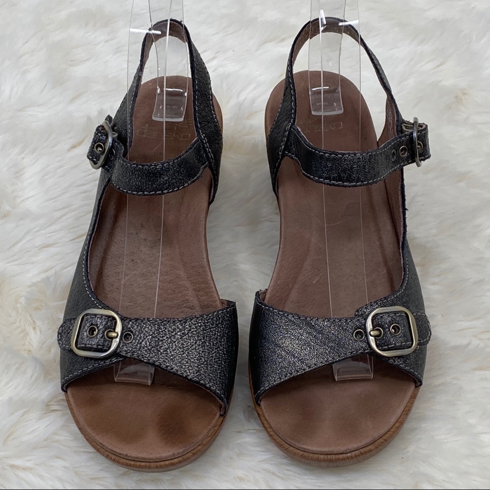 DANSKO Weathered Dark Nickel Strappy Clog Sandals - Picture 3 of 9